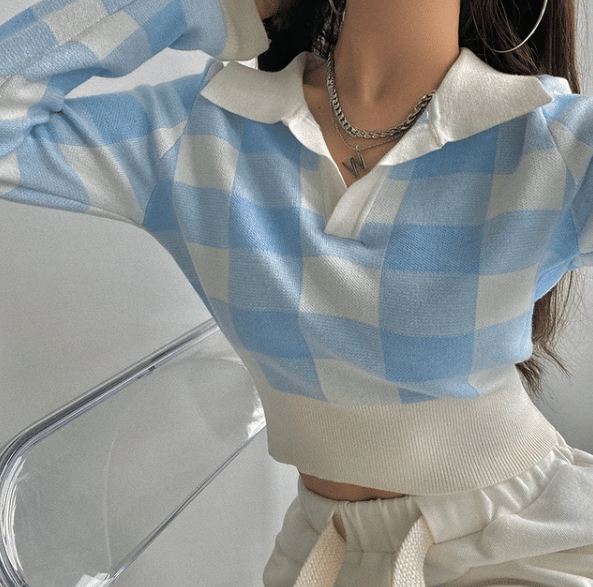 Elisa Checkered Knit Sweater